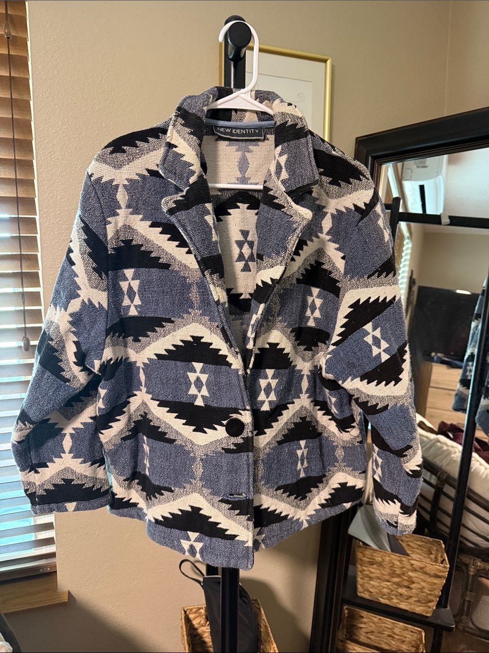 New Identity Blue & Cream Geometric Utility Jacket